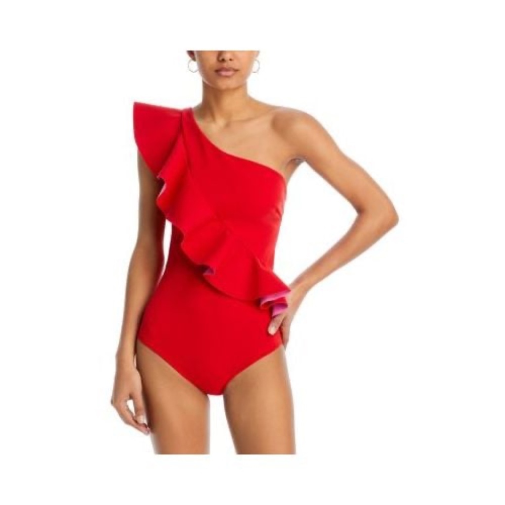 CHIARA BONI LA PETITE ROBE ATLANTE RUFFLE ASYMMETRIC ONE-PIECE SWIMSUIT